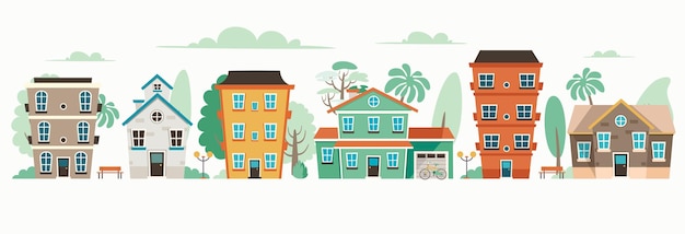 Ilustração de rua de bairro