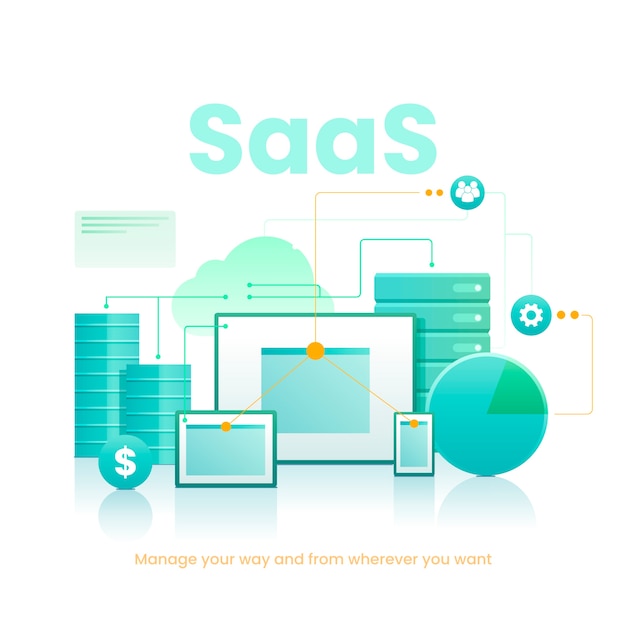 Ilustração de saas de design plano desenhado à mão