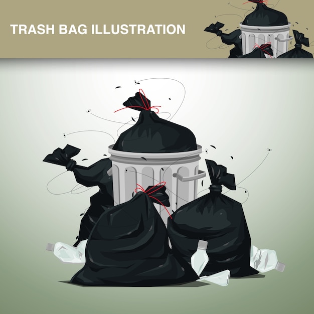 Ilustração de sacos de lixo de plástico