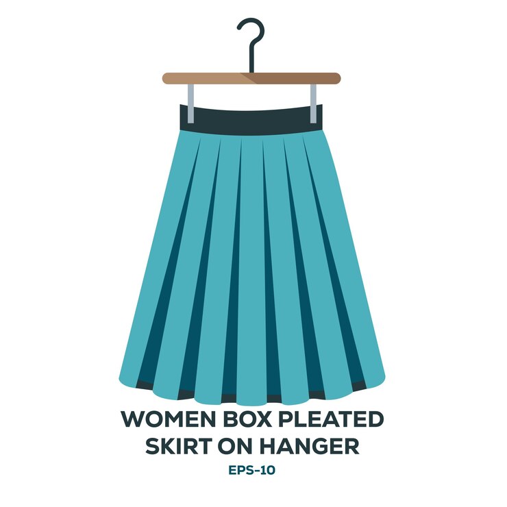 Vetor ilustração de saia plissada de caixa feminina em gancho em branco