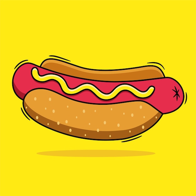 Ilustração de salsicha - vetor de refeição de cachorro-quente - desenho de sanduíche de salsicha