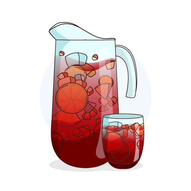 Vetor ilustração de sangria refrescante desenhada à mão