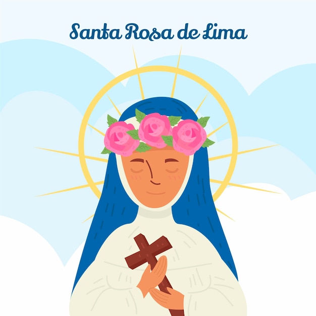 Ilustração de santa rosa de lima desenhada à mão