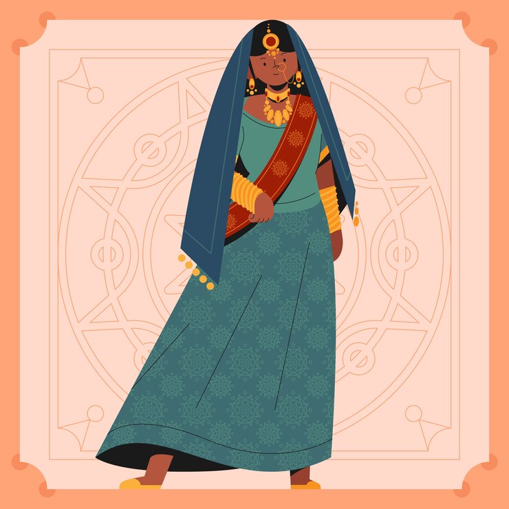 Vetor ilustração de sari desenhada à mão