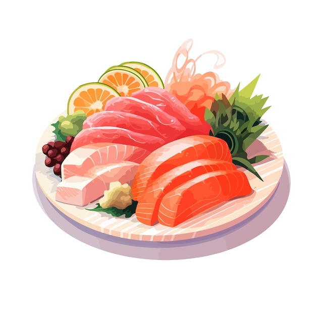Vetor ilustração de sashimi de comida japonesa desenhada à mão