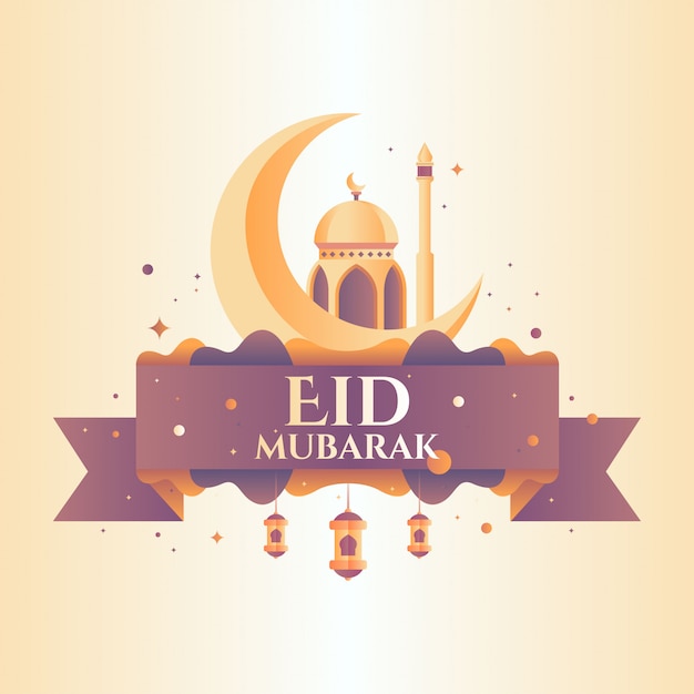 Ilustração de saudação eid mubarak