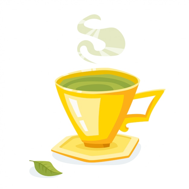 Vetor ilustração de saúde chá verde em copo isolado