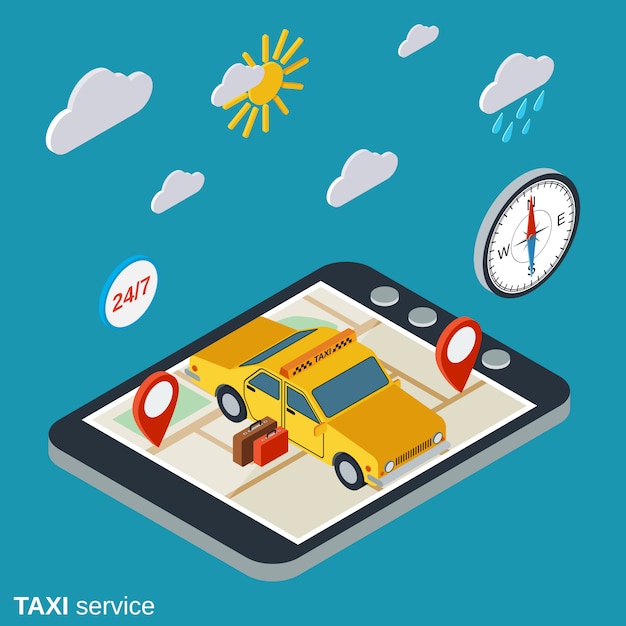Ilustração de serviço de táxi