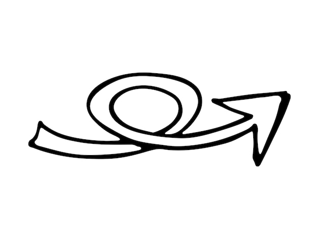 Vetor ilustração de seta de tinta desenhada à mão no estilo de desenho clipart de doodle de negócios elemento único para design