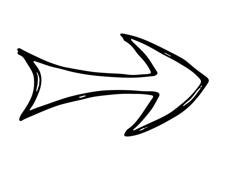 Vetor ilustração de seta de tinta desenhada à mão no estilo de desenho clipart de doodle de negócios elemento único para design