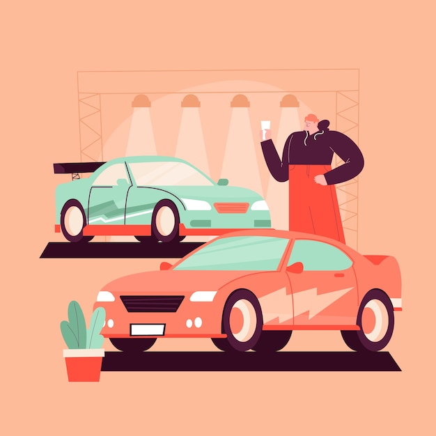 Vetor ilustração de show de carros de design plano