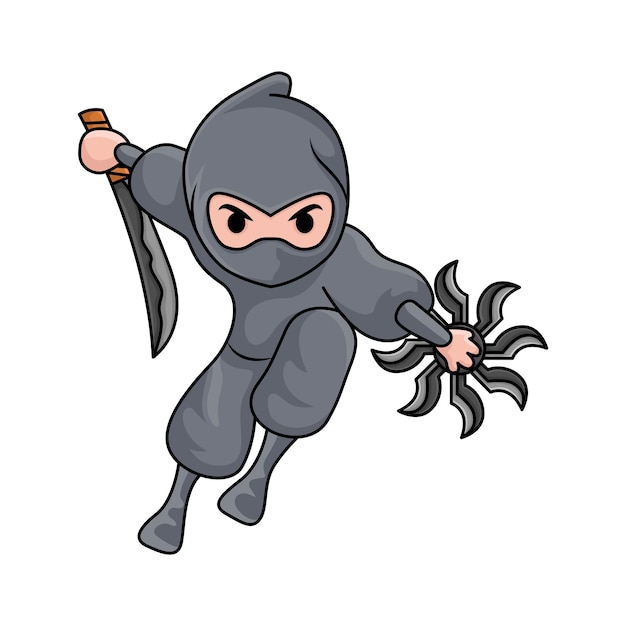 Pose De Aterrissagem De Personagem De Desenho Animado Ninja Ilustração do  Vetor - Ilustração de assassino, homem: 249559386