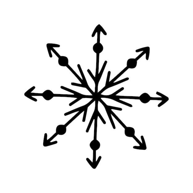 Vetor ilustração de silhueta de floco de neve desenhada à mão plana