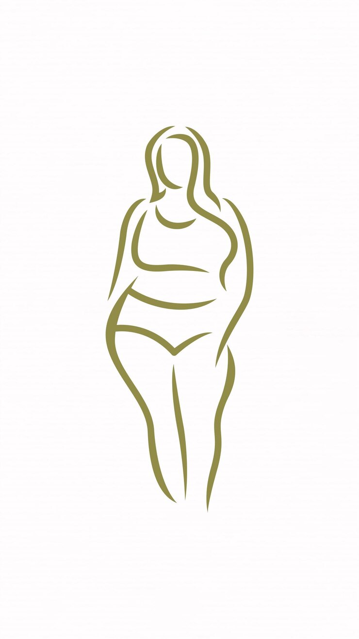Vetor ilustração de silhueta de mulher gorda desenho de modelo de logotipo arte de linha