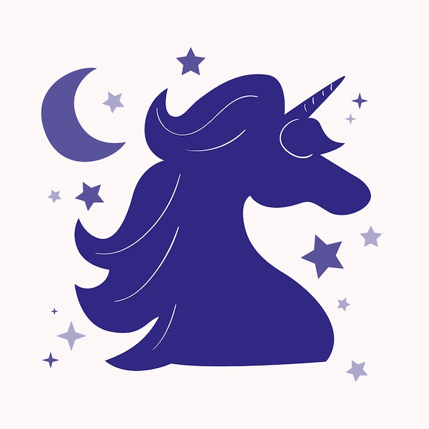 Ilustração de silhueta de unicórnio design plano