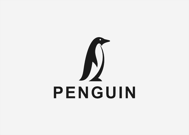 Ilustração de silhueta de vetor de design de logotipo de pinguim