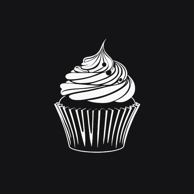 Ilustração de silhueta plana do ícone do logotipo do cupcake