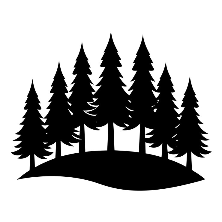 Vetor ilustração de silhueta vetorial da floresta cor preta simples e mínima 5