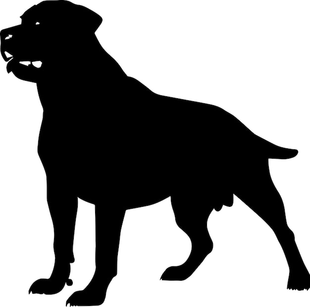 Ilustração de silhueta vetorial de cão rottweiler cor preta