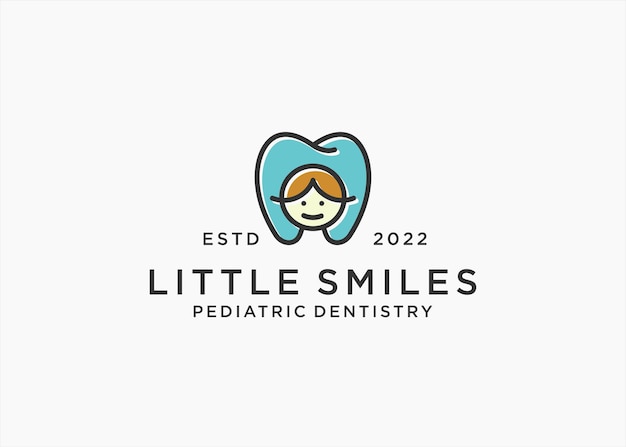 Ilustração de silhueta vetorial de design de logotipo dental infantil