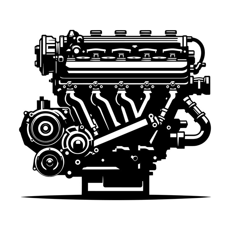 Vetor ilustração de silhueta vetorial de motor de carro isolada em fundo branco