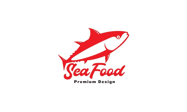 Ilustração de símbolo de ícone de vetor de design de logotipo vermelho de atum de peixe de forma moderna
