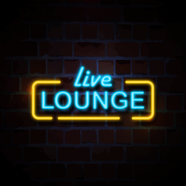 Vetor ilustração de sinal de estilo de néon de lounge ao vivo