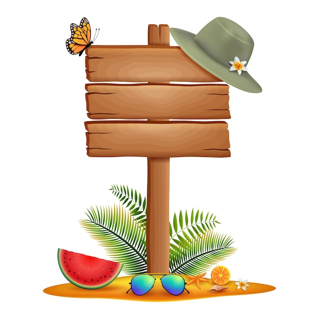 ilustração de sinal de madeira de verão