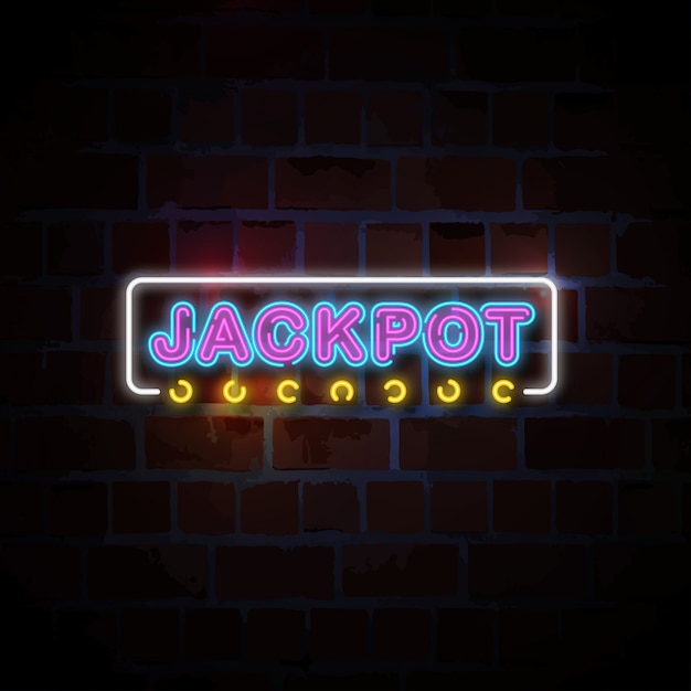 Ilustração de sinal de néon de jackpot