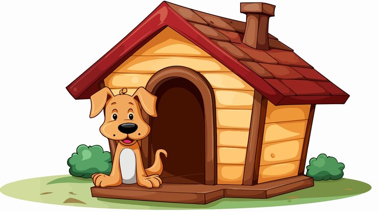 Vetor ilustração de sinalização de cabana de cachorro em fundo branco
