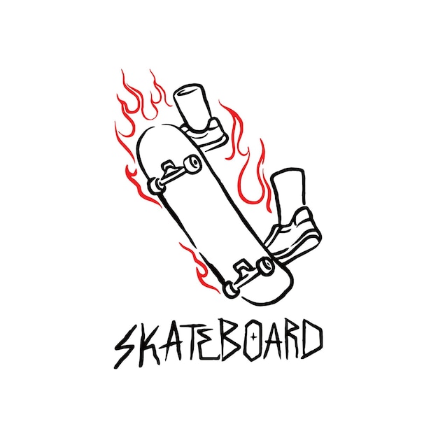 Vetor ilustração de skate desenhada à mão