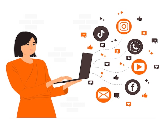 Ilustração, de, social, mídia, conceito