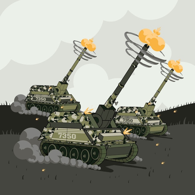 Ilustração de soldado desenhado à mão em guerra