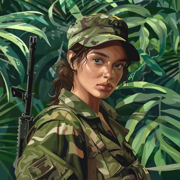 Vetor ilustração de soldado feminino