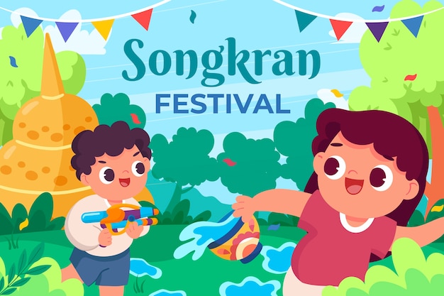 Ilustração de songkran plana