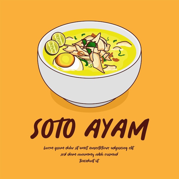 Vetor ilustração de soto de comida tradicional da indonésia desenhada à mão