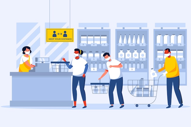 Ilustração de supermercado de coronavírus