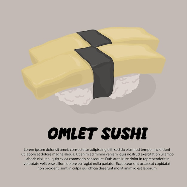 Ilustração de sushi de omelete