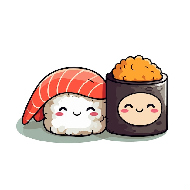 ilustração de sushi japonês de desenhos animados desenhados à mão