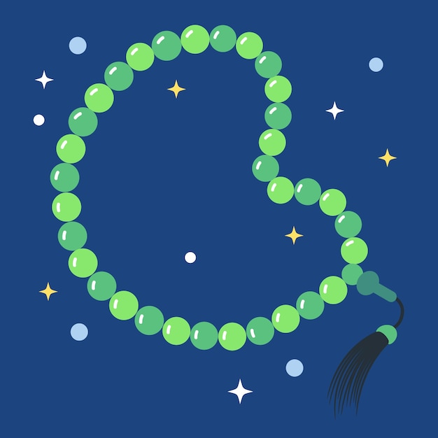 Vetor ilustração de tasbih de design plano desenhado à mão