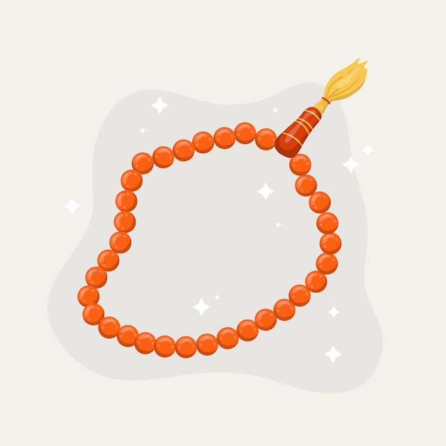 Ilustração de tasbih de design plano desenhado à mão