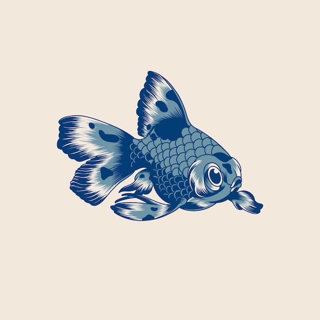Vetor ilustração de tatuagem de koi bonito azul