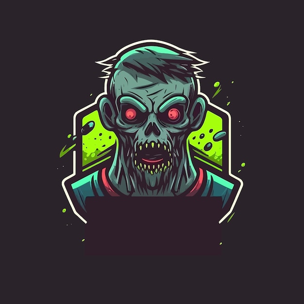 Ilustração de terror zumbi, mascote de esports, modelo de logotipo de jogos