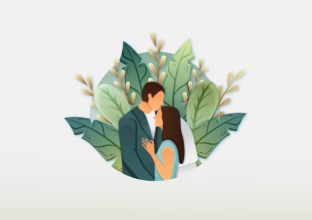 Vetor ilustração de testa de beijo de amor