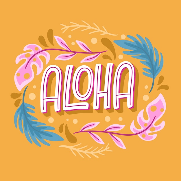 Vetor ilustração de texto aloha desenhada à mão