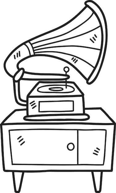 Vetor ilustração de toca-discos desenhada à mão