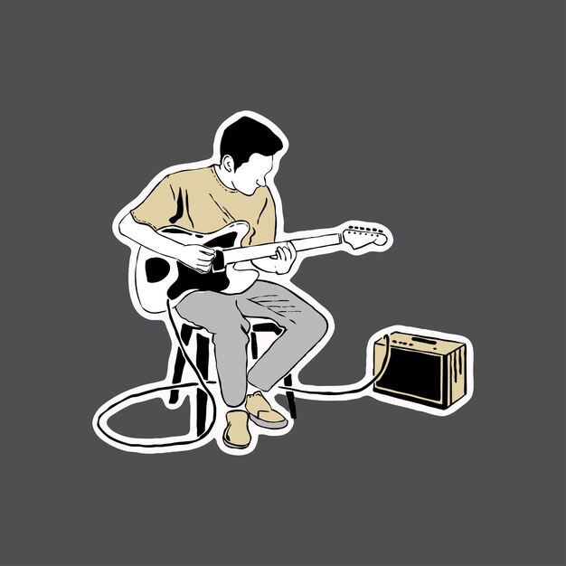 Ilustração de tocar guitarra para camiseta