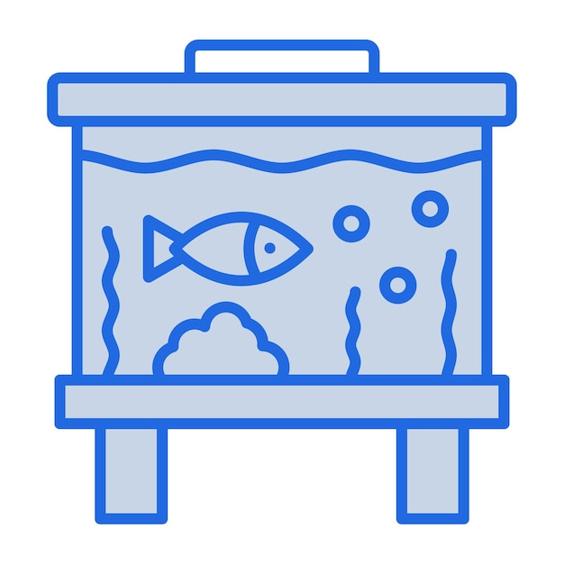Ilustração de tonagem azul do tanque de peixes.