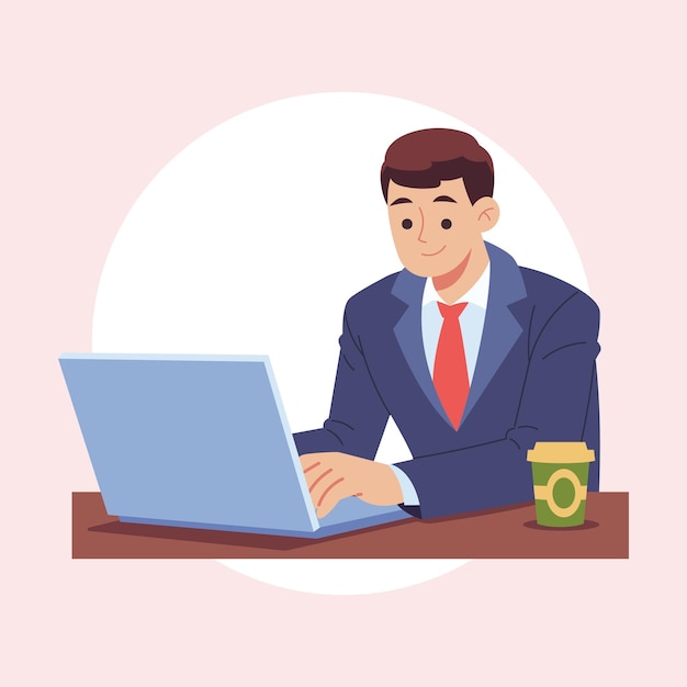 Ilustração de trabalhador de escritório de vetor plano