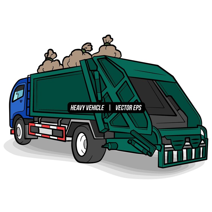 Vetor ilustração de transporte de caminhão de caminhão de lixo pesado